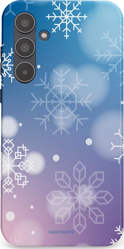 Casetastic hoesje geschikt voor Samsung Galaxy A55 - Dubbellaagse bescherming - Winterse Sneeuwvlokken - Fashion Case - Lichtblauw Lavendel Lichtgrijs Lichtroze