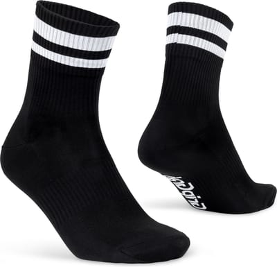 GripGrab - Original Stripes Crew Zomer Fietssokken Gestreepte Retro Wielersport Sokken Coolmax - Unisex - Zwart - Maat S (38-41)