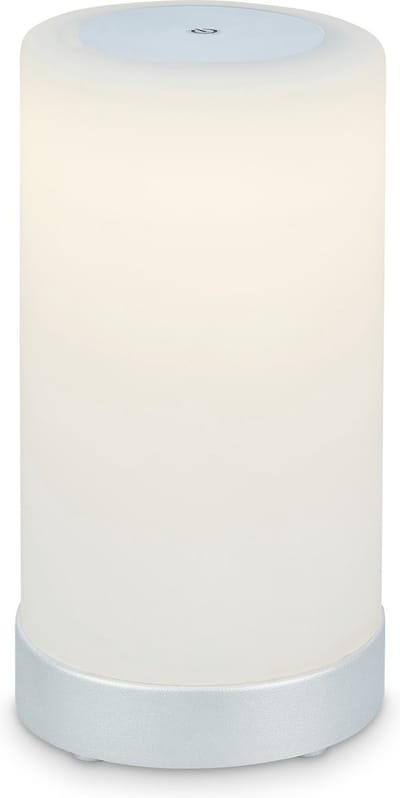 BRILONER - LAMA - LED Tafellamp Batterij - Dimbaar - LED Tafellamp Glas - Snoerloos - Aanraakfunctie - 3.300K - Warm Wit - Chroom Mat Wit - 245x125 mm (HxD)