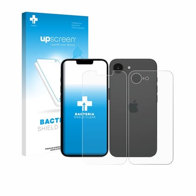 upscreen - Screenprotector voor Apple iPhone 17e (Voor+Achter) - Folie Beschermfolie transparant antibacterieel
