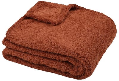 Stof Textiles Plaid/bankdeken Montreal - terracotta - 130 x 160 cm - harige polyester stof - 1 persoons