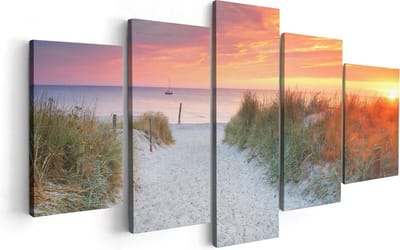 Artaza Canvas Schilderij Vijfluik Strand En Duinen Bij Zonsondergang - 100x50 - Foto Op Canvas - Canvas Print