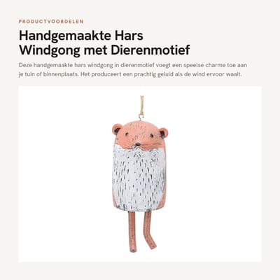 Dailygoods- Windgong Dierenvorm - Vintage Tuindecoratie - Rustieke Windgong - Handgemaakt - Natuurgetrouwe Vorm - Helder Geluid