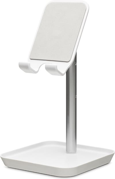 Kikkerland Verstelbare Smartphonehouder – Telefoniehouder – Universeel – Voor iPhone en Samsung – Smartphone-accessoires – Wit