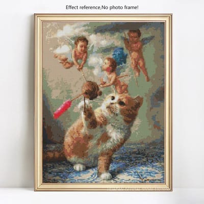 Peinture diamant 5D à faire soi-même, broderie d'animaux, images de chat en strass, affichage complet 20X30 beige