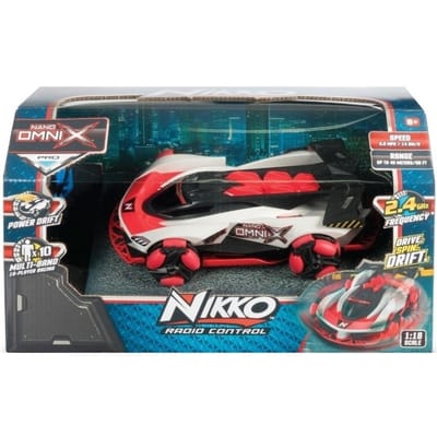 Nikko RC Auto Nano Omni X Galactic Rood Bestuurbare Auto - 14km/h - Spint 360 Graden & Coole Stunts - vanaf 6 Jaar- 20 cm