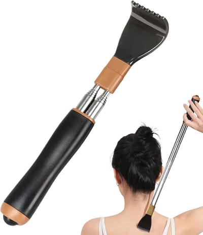 Telescopische rugkrabber - Uitschuifbare jeuker - Directe verlichting - Verstelbare lengte - 24 tot 50 cm - Zwart en blauw