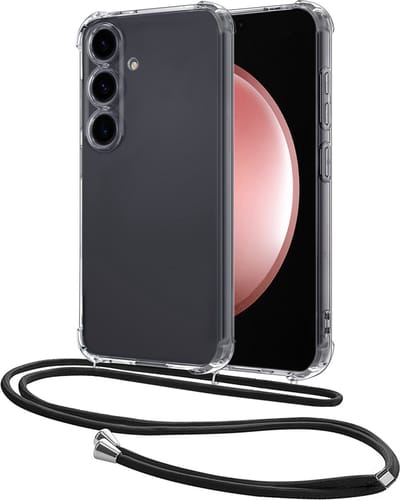 Hoesje - Geschikt voor Samsung Galaxy S23 FE - Met Koord - Shock Proof - Siliconen Case - Back Cover - Telefoonkoord - Telefoon Hoes Shockproof - Telefoonketting - Transparant