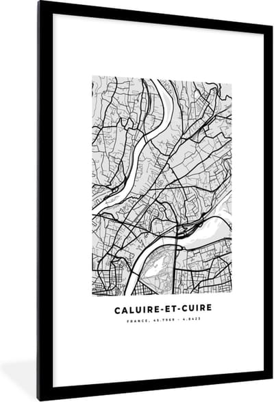 Fotolijst incl. Poster - Caluire-et-Cuire - Plattegrond - Frankrijk - Kaart - Stadskaart - 80x120 cm - Posterlijst
