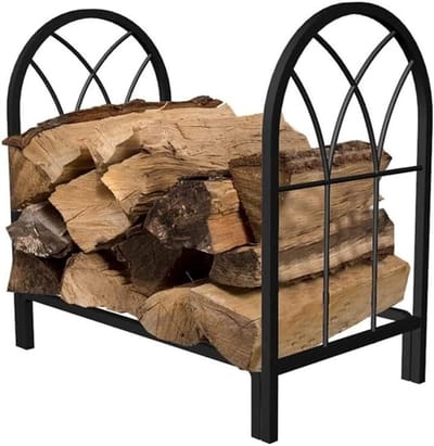 Houtopslag - Brandhoutrek - Haard Decoratie - Ruime Capaciteit - 47 cm breed - Zwart