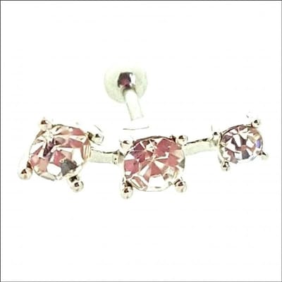 Aramat Jewels | Piercings | Zilverkleurige Helixpiercing met Zirkonia’s | | | |10mm | Staal | Volwassenen | Verkleurd niet