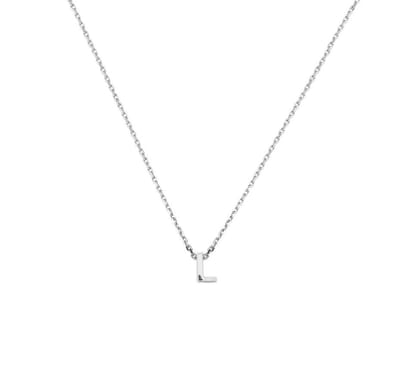 YO&NO - Ketting -  Zilver - Anker -  Letter L -  1,1 mm -  41 + 4 cm - Sieraden vrouw - Gerhodineerd - Zilver 925