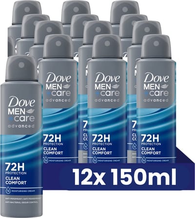 Dove Men+Care Clean Comfort 150ML - 12 Stuks - Voordeelverpakking