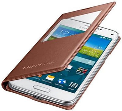 Samsung S View Cover Leder voor Samsung Galaxy S5 Mini - Geel