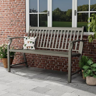 Tuinbank Met Rugleuning - Buiten Zitmeubel - Buiten Ontspannen - Hoge Draagkracht - 128 Bij 90 Cm - Grijs