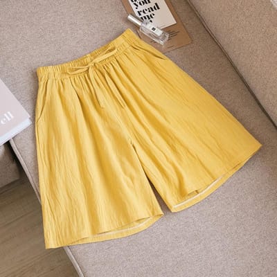 Dames Zomer Katoen Linnen Vijf Inch Ademend Middellange Broeken Casual Los Oversized Wijde Pijpen Broeken XL