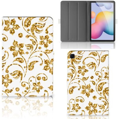 Samsung Galaxy Tab S6 Lite | S6 Lite (2022) Tablet Cover Gouden Bloemen