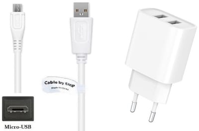 OneOne 2.4A lader met 2 poorten + 0,25m standaard Micro USB kabel. Oplader adapter past op Nook (Barnes and Noble) eReader Color, Simple Touch, Glowlight 3, Glowlight+ Plus, Tablet 7 inch, Tablet 10 inch