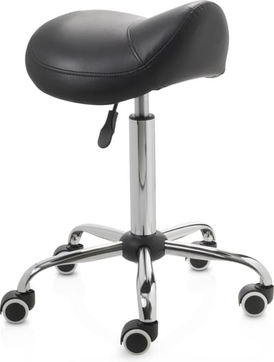 ZenGrowth ergonomische zadelkruk met middelhoge gasveer Zwart - Kapperskruk op zachte wielen – Zadelstoel - In hoogte verstelbaar