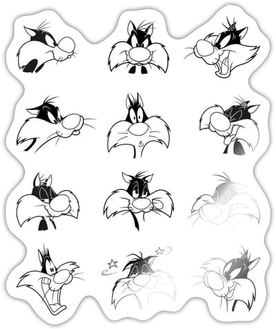 Looney Tunes Sylvester Facial Expressions Sticker maat S (10 x 10 cm)