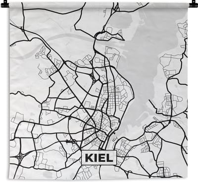 Wandkleed - Wanddoek - Kiel - Plattegrond - Kaart - Stadskaart - 180x180 cm - Wandtapijt