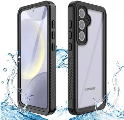 SBG Outdoor Case Waterdicht Transparant Hoesje geschikt voor Samsung Galaxy S24 FE | Shockproof | Onderwater tot twee meter | Antislip greep | IP68-gecertificeerd | Doorzichtig / Zwart