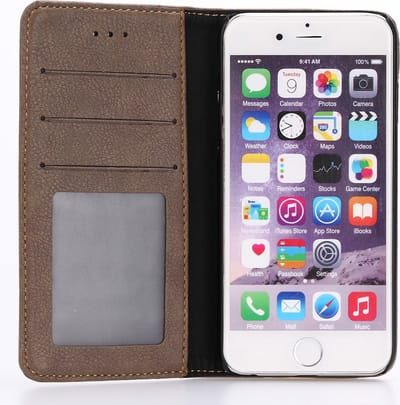 Peachy Wallet case geschikt voor iPhone 7 8 SE 2020 SE 2022 bookcase portemonnee hoesje Leder - Bruin