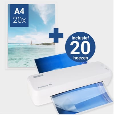 DESQ® Lamineermachine A4 Business Classy - Set 20 Hoezen - Voor 75 tot 125 micron - Auto off - Voor veelvuldig gebruik - Documenten & Foto's