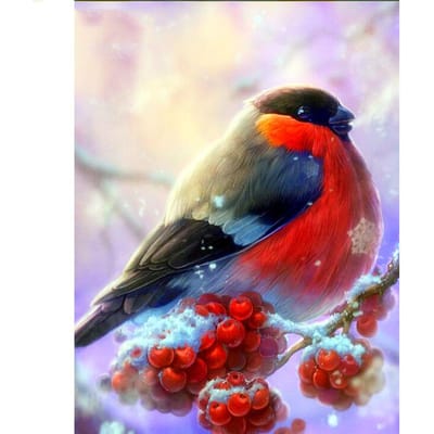 Diamant schilderij dier volledige ronde boor 5D DIY diamant borduurwerk vogel foto van strass woondecoratie cadeau 20X30CM red