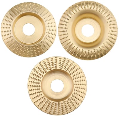 Dailygoods- Houtsnijwerk Set - 3 Stuks - #45 Staal - Schuine Slijpschijf - Boog Houtsnijschijf - Vlakke Slijpschijf - Voor Haakse Slijpers - Houtbewerkingsgereedschap