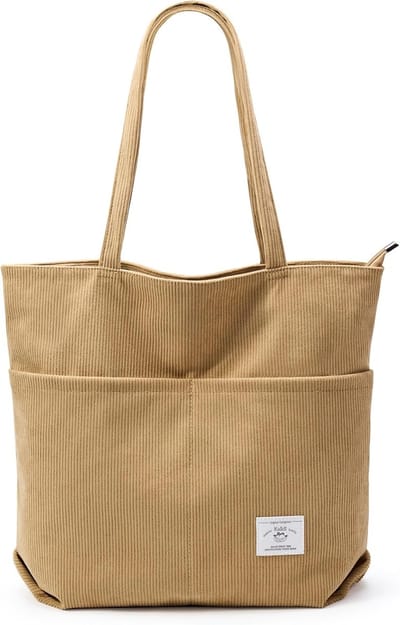 Grote Draagtas voor Vrouwen - Corduroy Schoudertassen en Handtassen voor School, Werk en Reizen