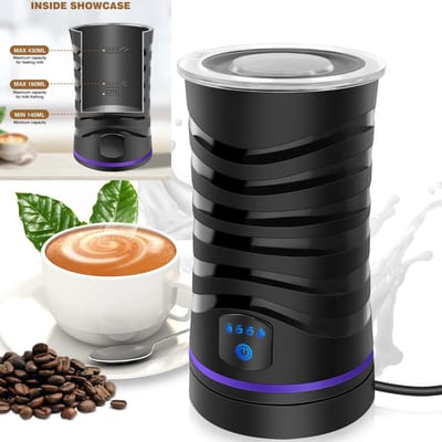 uJOY Melkopschuimer - 600ML - 4-in-1 functies - One-touch bediening - Romig schuim in ± 2 minuten - Krachtig vermogen - Zwart