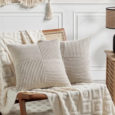 Dailygoods- Kussenhoezen 40 x 40 cm - Set van 2 - Boho - Corduroy - Decoratief - Modern en zacht - Decoratieve Kussens