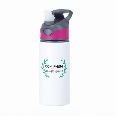 Hacebo® - bonusmom I love you waterfles met rietje roze - Mama - de liefste bonusmoeder - Moeder cadeautjes - moederdag - verjaardag - geschenk - kado - water fles - 650ML