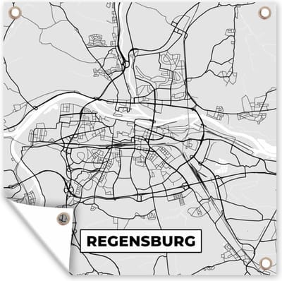 Tuin poster Duitsland - Plattegrond - Regensburg - Kaart - Stadskaart - 200x200 cm - Tuindoek