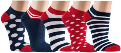 6 Paar - Gestreepte Sneakersokken - Biologisch Katoen - Socks4fun - Blauw Wit
