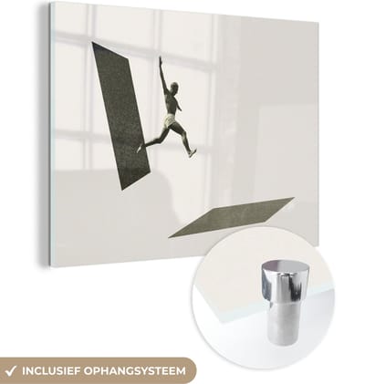 MuchoWow® Glasschilderij 120x90 cm - Schilderij acrylglas - Vintage - Man - Design - Foto op glas - Schilderijen