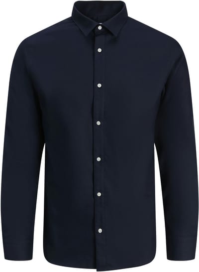 Jack & Jones - Heren Overhemden Joe Slim Fit Structure - Blauw - Maat XXL
