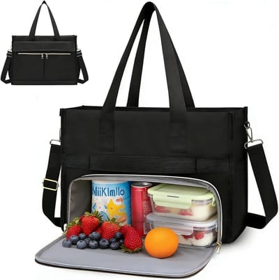 Ruime Lunchtas voor Vrouwen, 2-in-1 Handtas met Lunchcompartiment, Ideaal voor Werk, School en Dagelijks Gebruik