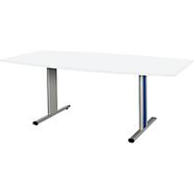 Schäfer Shop  Select Vergadertafel Planova, bootvorm, 2000 x 1000/800 mm, wit, accentlijst gentiaanblauw