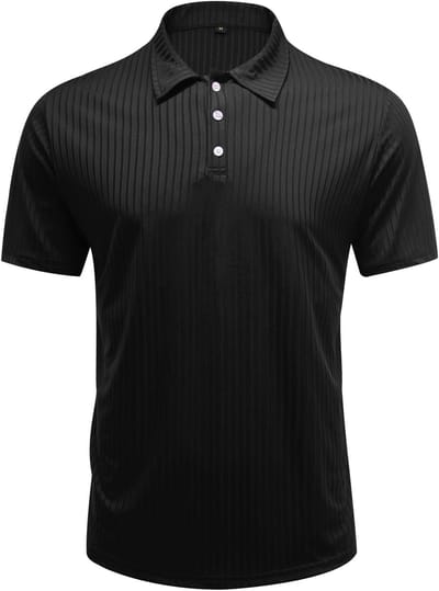 Allthemen Heren Polo Slank Model - Halfknopen Strepen - L
