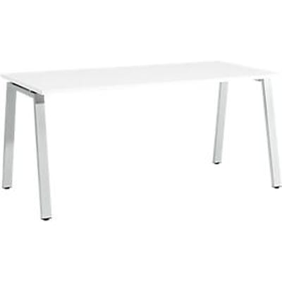 Schäfer Shop  Select Bureautafel Start Off, A-poot, rechthoek, staal/hout, B 1600 x D 800 x H 735 mm, wit