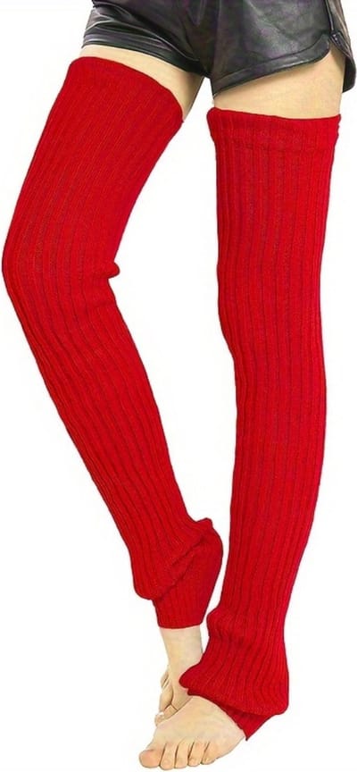 Nivard Beenwarmers - Dames - Overknee - Ballet - Wol - Kniekousen - Leg Warmers - Warm - Winter - Effen - Wijnrood