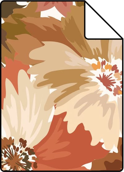 Proefstaal ESTAhome behang bloemen terracotta - 26.5 x 21 cm - 131265-S