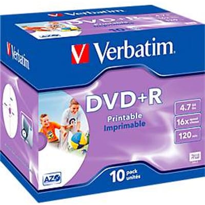 Verbatim® DVD+R, tot 16-voudig, 4,7 GB/120 min, 10 JewelCases