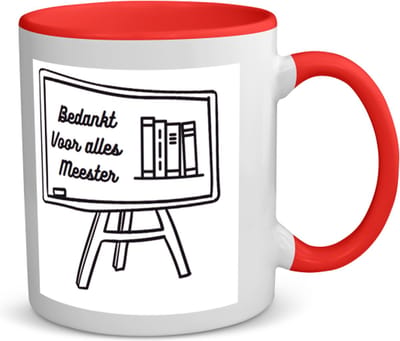 Akyol - bedankt voor alles meester koffiemok - theemok - rood - Meester - meester - leraar - 350 ML inhoud