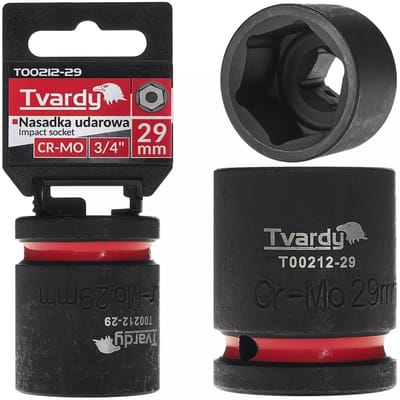 Tvardy slagdop kort zeskant 29 mm - chroom-molybdeenstaal - aandrijfvierkant 19,05 mm - slagvast - voor slagmoersleutels, auto en industrie