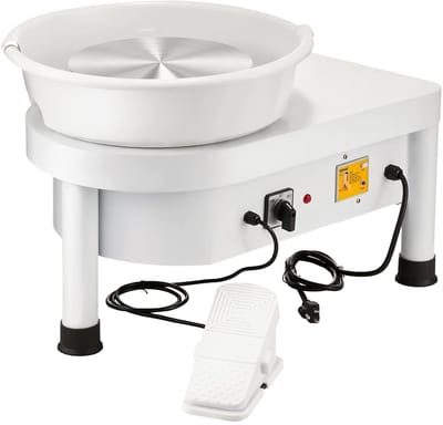 MELVRA Elektrische Pottenbakkersschijf - Keramische Machine - 280W - 25cm Draaischijf - DIY Kunsthandwerk - Keramiek - Wit - Inclusief Voetpedaal