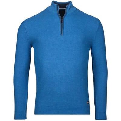 Baileys Trui Half Zip Structure Knit Combed Cotton Bright Cobalt / male