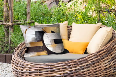 Buitenkussens - Tuin - Abstract - Goud - Zilver - Vormen - Aesthetic - 50x30 cm
